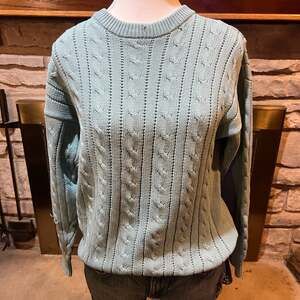 Vintage Eddie Bauer 100% Cotton Cable Knit Crewneck Sweater